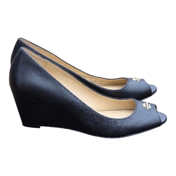 Coach Shoes - Coach Elegant Black Wedge Heels 7.5